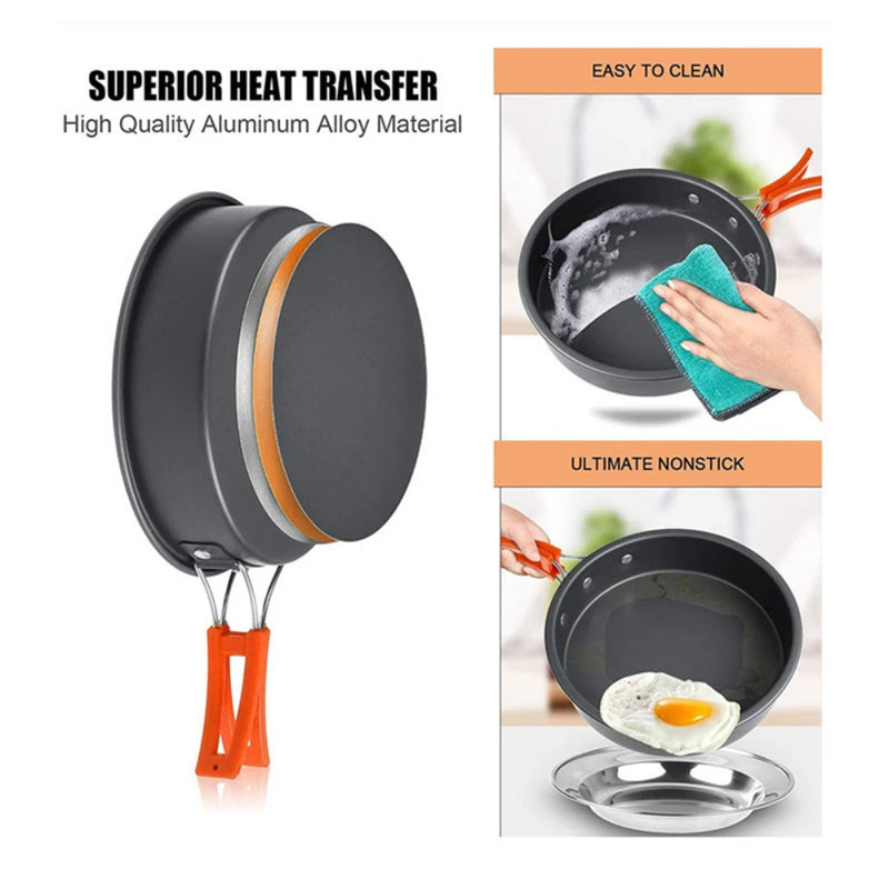 Outdoor 2-3 Person Kettle Set Camping Cookware Outdoor Camping Cookware Portable Combination Cookware Set Camping Tableware