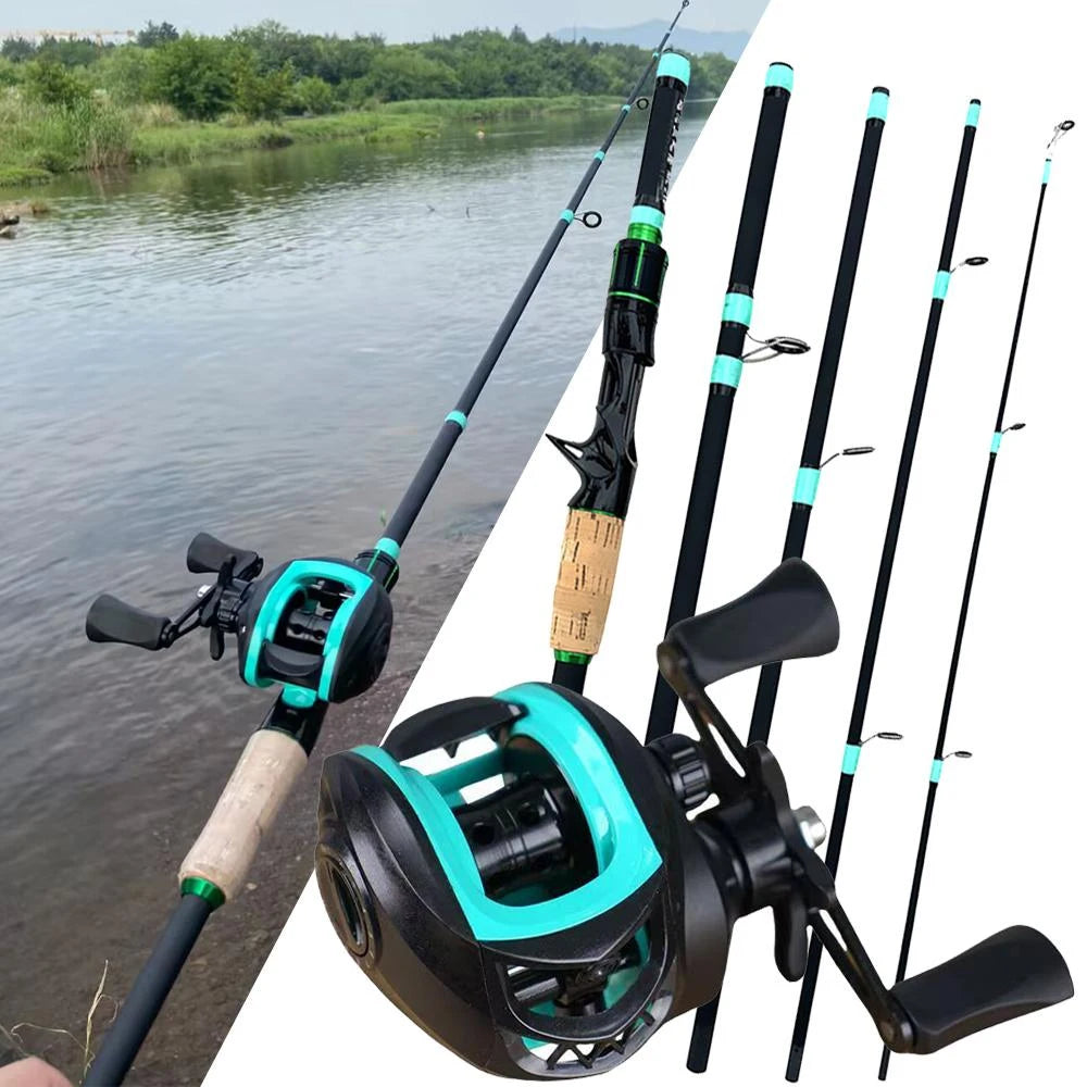 4/5 Section Ultralight Spin/Cast Lure Fishing Rod 7.2:1 Baitcasting Reel Set 1.8/2.1M Bait WT.3.5-14g Portable Travel Mini Pole