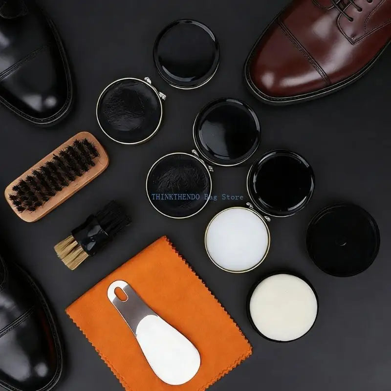 340D Leather Care Tool Set Includes Leather Conditioner Wooden Brush Polish Sponge and Shoehorn For Footwear Belt Bag Jackets
