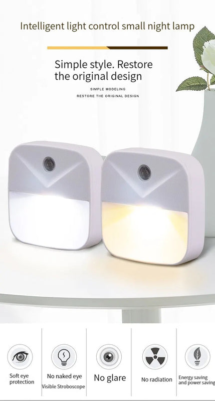 LED Night Light, EU Plug-in Smart Wireless Light Control Sensor Light, 220V Wall Light For Home Corridors, Bathrooms, Hallways