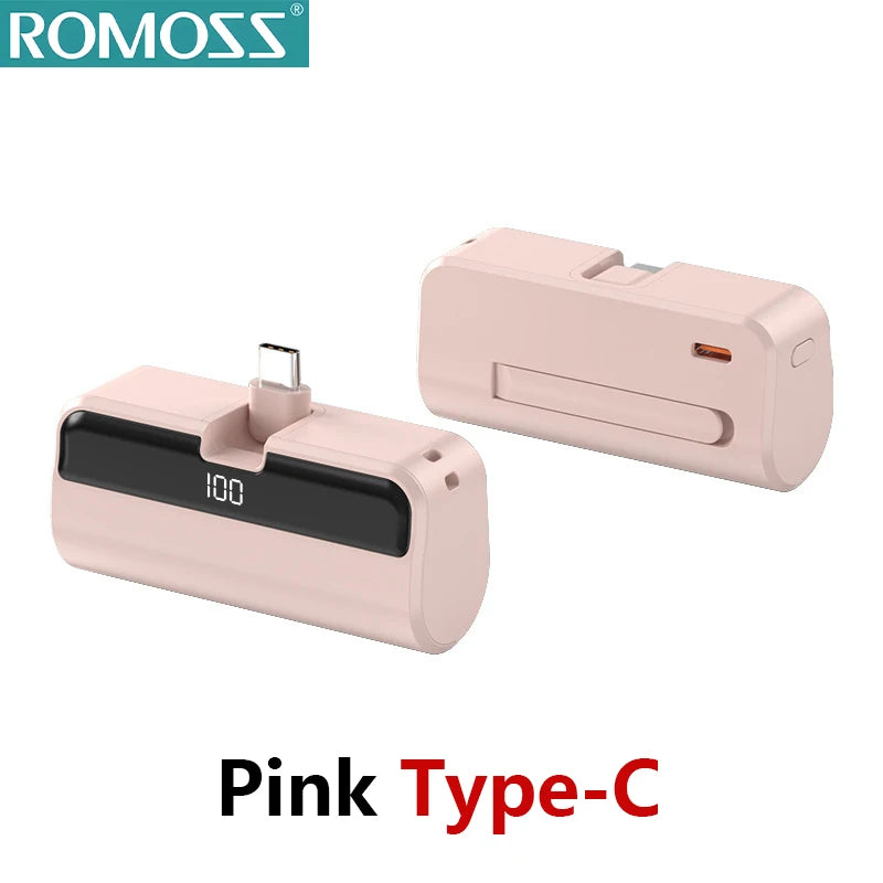 ROMOSS 500000mAh Capsule Power Bank Portable Large Capacity Super Fast Charging Mini External Battery for iPhone Huawei Samsung