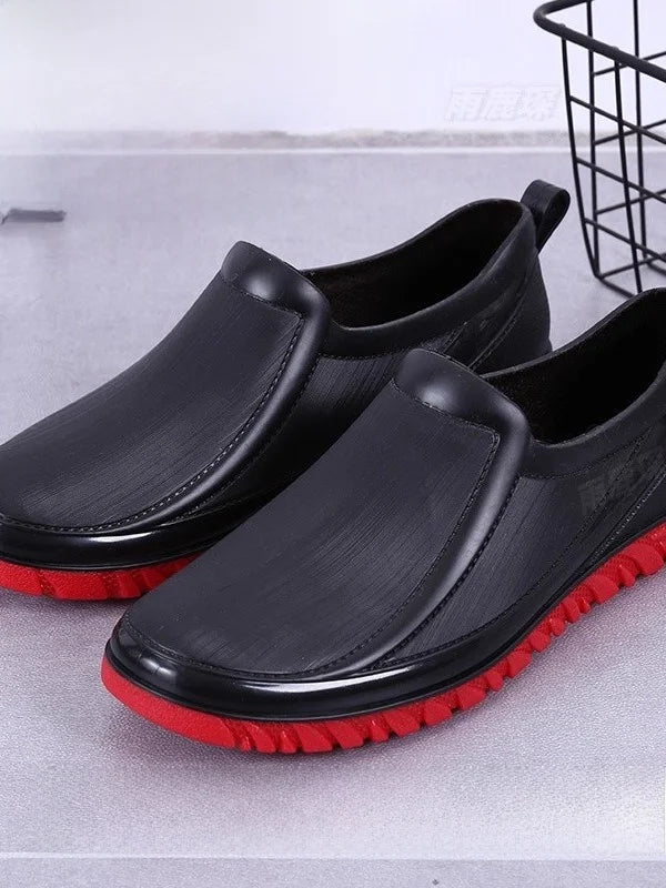 Men's Rain Boots Short Tube Anti-slip Waterproof Kitchen Shoes Work Shoes Fishing Shoes Construction Wear Resistant Rubber Shoes