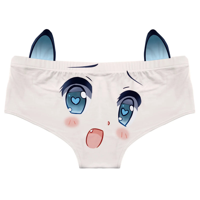 Qisin Cartoon Cotton Girlys Underwear Sexy Comfortable Low Waist Seamless Panties Cat Ears Kawaii Student Briefs Lingerie