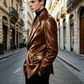 Men's Leather Blazer Slim Fit Faux Suit Jacket Formal - View 3 | SAMAG