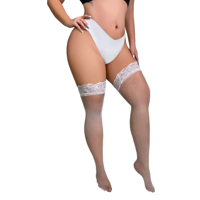 Plus Size Lace Mesh Long Stockings for Women XXL Extra Large Fishnet Tights Stretch Comfortable Fashion Legwear Hosiery