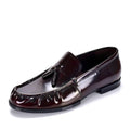 Black high-quality cowhide men's loafers tassel casual walking  driving all genuine leather men's shoes
