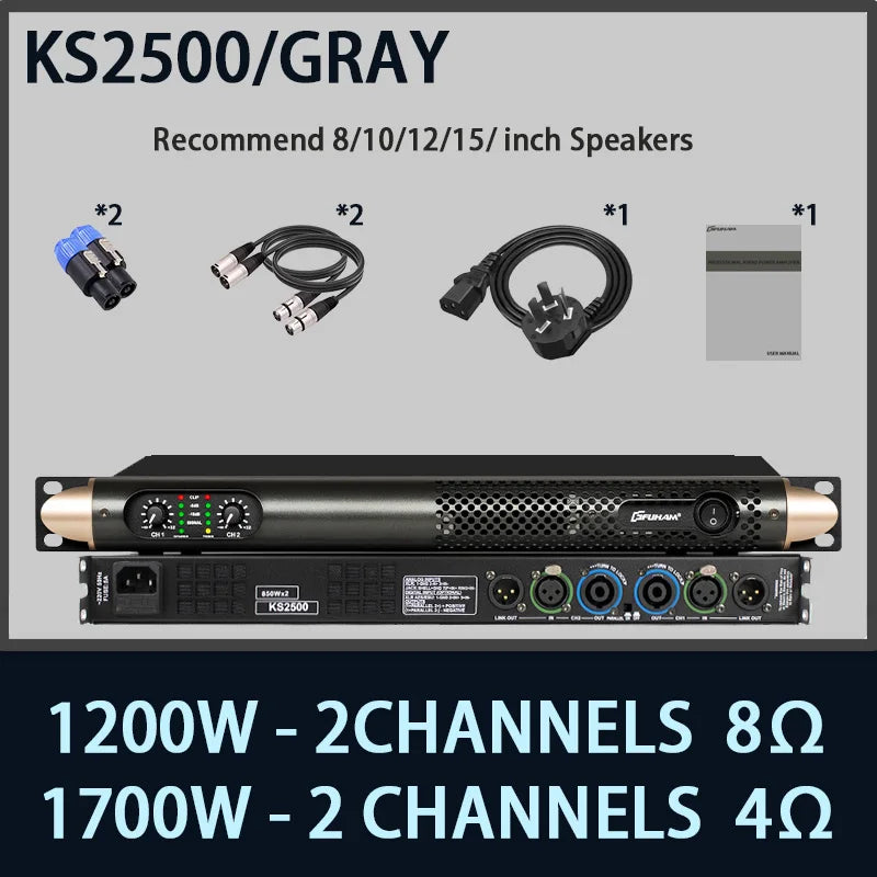 FUHAM KS2500 Digital Power Amplifier 2/4 Channel 8 Ohm 1200W Audio Amplifier Digital Amplifier Audio DJ Stage Performance