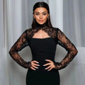 Lucy Lace High Black Trumpet/Mermaid Evening Dress Full | SAMAG