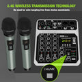 4-Channel Mixing Console with Wireless Microphone Kit USB Audio Mixer 48V Phantom Power Professional for DJ Karaoke PC Guitar