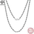 Rinntin Luxury 925 Sterling Silver Diamond - Cut Rope Chain Necklace For Men Women Fashion Italian Neck Jewelry SC29 | SAMAG