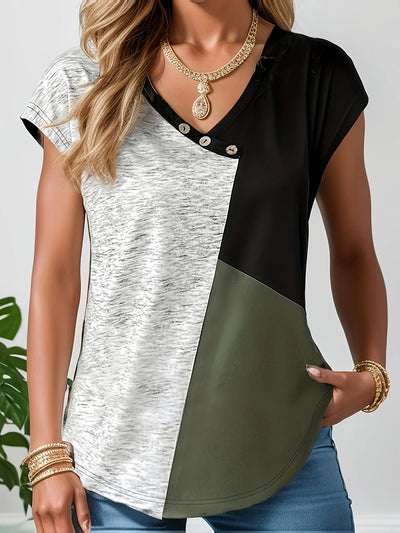 Mixed color Women's plus size shirt summer chic elegant | SAMAG