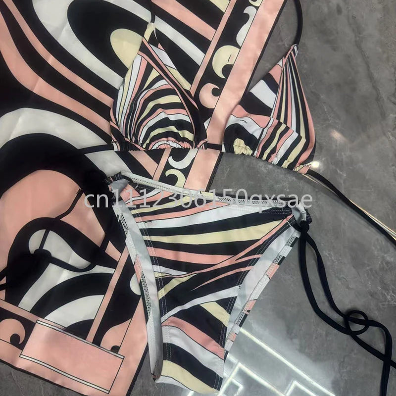 Women's Scarf Swimsuits with Letter Signature Logo Lady | SAMAG