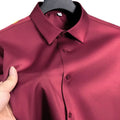 Summer shirt, men's white glossy non ironing wrinkle | SAMAG