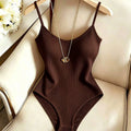 Sleeveless Knit Bodysuit Hot Summer Sexy Bodycon Off Shoulder Halter Tops Casual Street Bodice For Women ClubWear