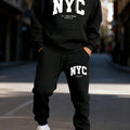 Trendy Letter Eye - Catching Print Men's Hooded Suit Casual Winter Two - Piece Set Sports Jogging Pants Fashionable | SAMAG