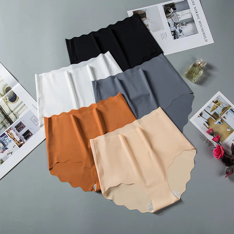 3Pcs/Lot High Waist Panties Women Ice Silk Seamless Underwear Invisible Hip Lift Briefs Girls Underpants Female Sexy Lingeries