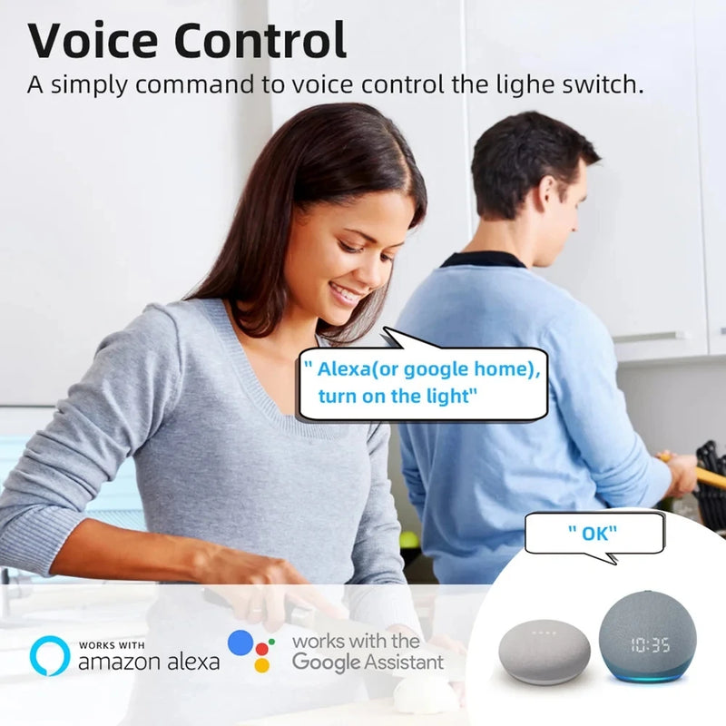 16A Wifi Mini Smart DIY Light Switch Works with Tuya Smart Life APP 2 Way Wireless Control Smart Home Alexa Alice Google Home
