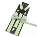 Novalty Sage Green Suspender Bowtie Set For Men Women Kids Romatic Wedding Party Elastic Y-back Straps Pants Shirt Accessory