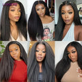 Virgin Raw Kinky Yaki Straight Human Hair Bundles 1/3/4 PCS Natural Black Brazilian Hair Weave Bundles Hair Extensions 8-40