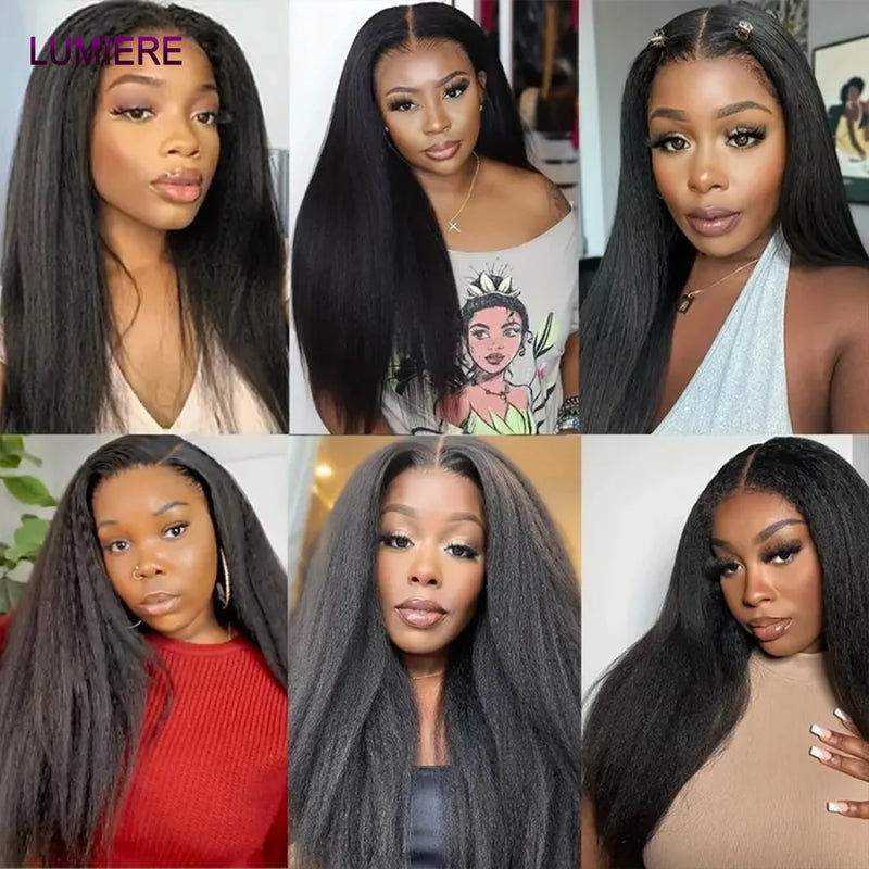 Virgin Raw Kinky Yaki Straight Human Hair Bundles 1/3/4 PCS Natural Black Brazilian Hair Weave Bundles Hair Extensions 8-40
