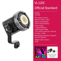 Ulanzi VL-120Bi VL-120C 120W V-Mount COB Video Light Wireless APP Control 2700K-6500K CRI＞95 for Video Photography Studio