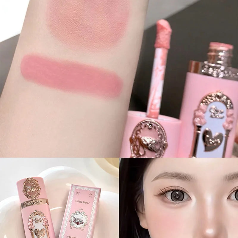 Gege Bear Strawberry Pink Liquid Blush Korean Makeup Matte Nude Apricot Tint Blusher Brighten Face Rubores Rouge Cute Makeup