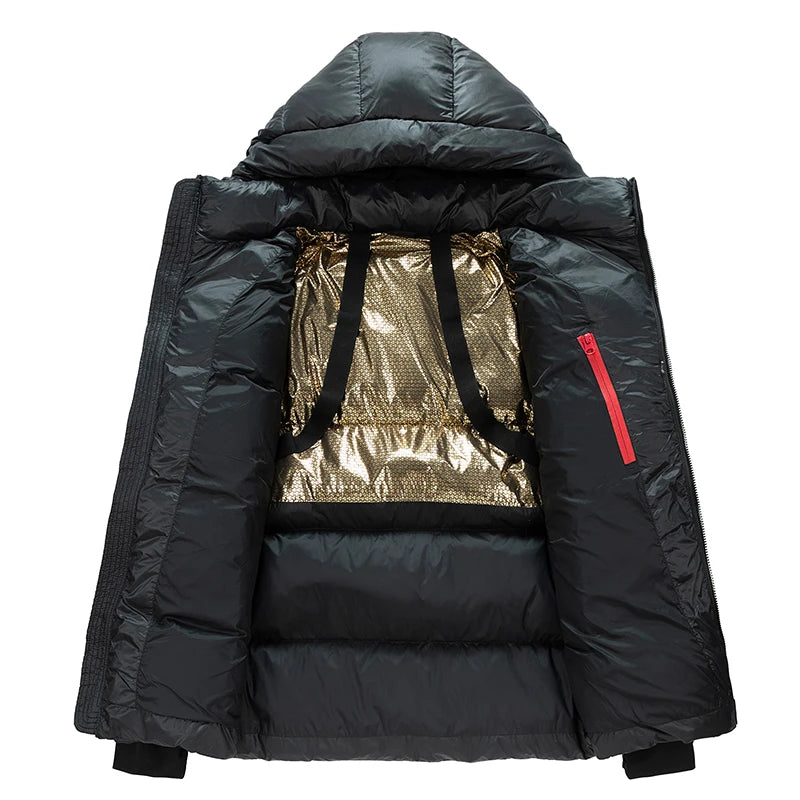 White Goose Down Jacket Black Gold Design Fashion Versatile Winter Down Jacket 2025 New Windproof Hooded Brand Men's Clothing 5