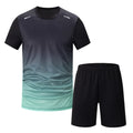 2-Piece Men's Suit Youth Four-Season Gradient T-Shirt Short-Sleeved Sports Quick-Drying Comfortable Home Wear Fashionable