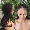 Synthetic Short Cornrows Braided Wig Protective Full Lace Wig with Baby Hair 18 inch Knotless Stitch Braided Wigs With Wavy End