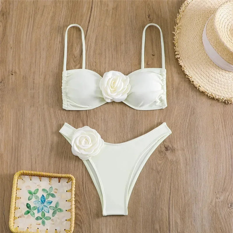 Sexy Rose Flower Bikini Beachwear Swimwear Thong Women | SAMAG