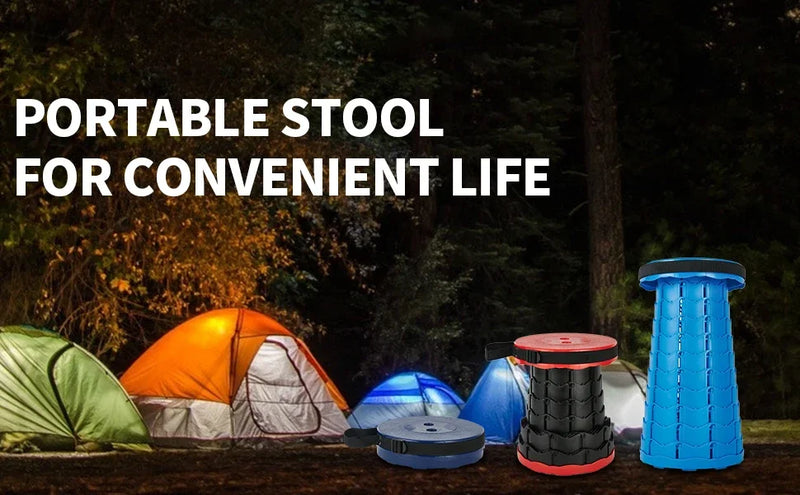 Telescopic Folding Camping Chair, Portable Foldable Camping Stool, Folding Beach Chair, Foldable Stool for Fishing Hiking Garden