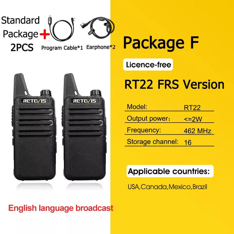 Retevis RT622 Mini Walkie Talkie 2pcs PMR446 Portable Two-way Radio PTT Walkie talkies Communication Radio for Restaurant Hotel