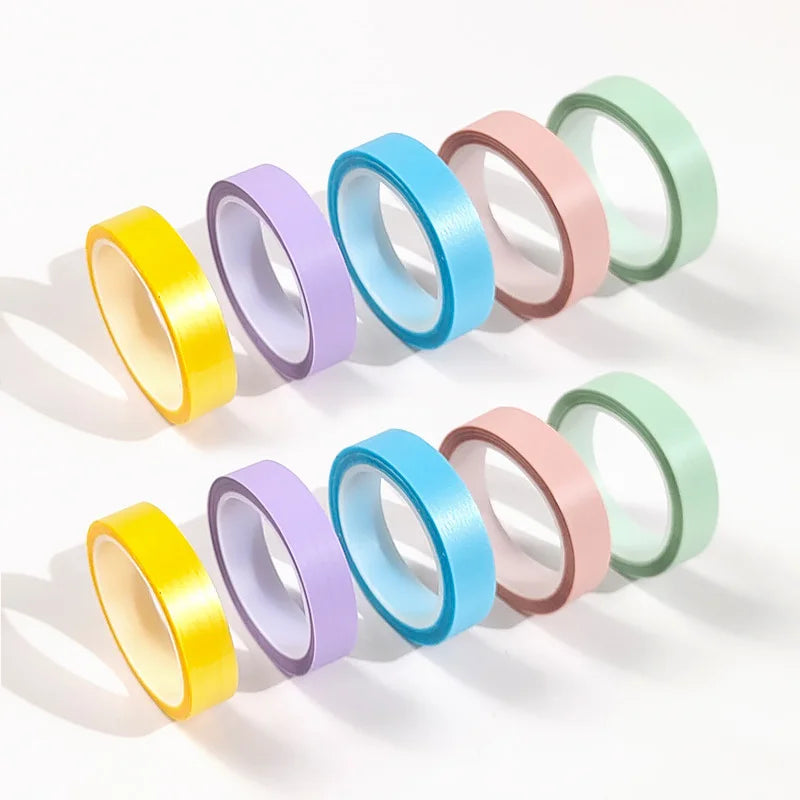 5Rolls Transparent Fluorescent Index Tabs Flags 5 Colors Book Annotation Sticky Note Highlighter Tape School Office Supplies