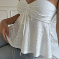 Ladies Solid Color Knitted Tube Top with Front Bow Tie - View 5 | SAMAG