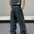 UP.THE Men Dark Raw Denim Baggy Wide Leg Jeans, Y2K | SAMAG