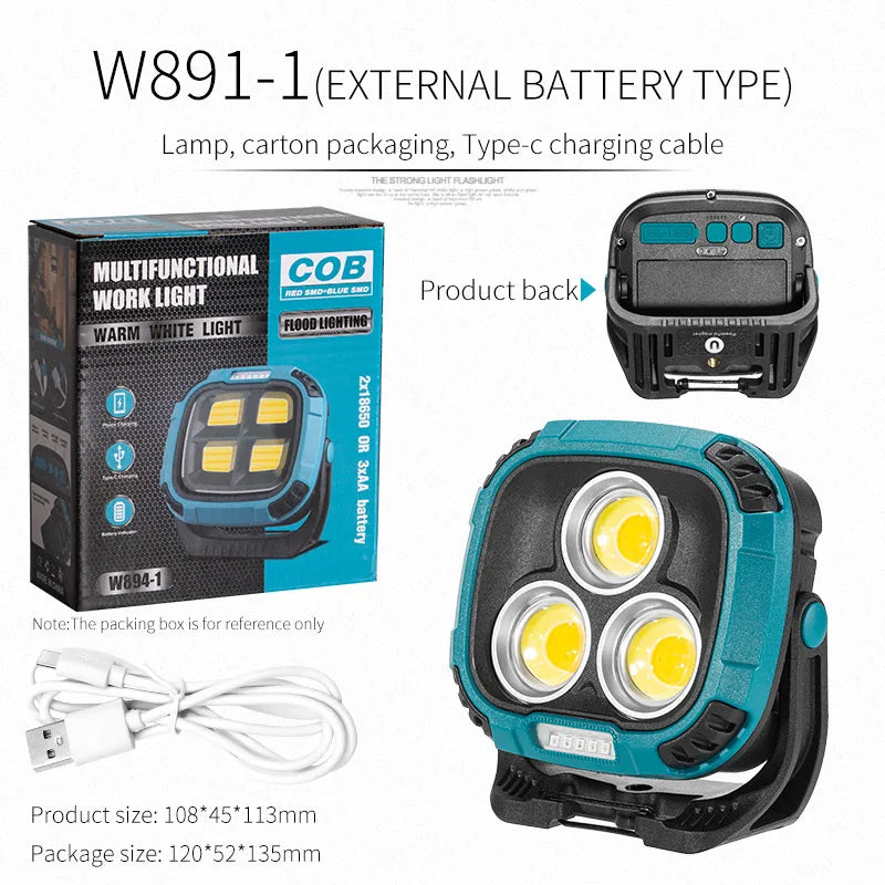 Powerful LED Flashlight Power Bank USB Rechargeable Torch Light Strong Magnetic Adsorptio High Power Flashlight Lantern
