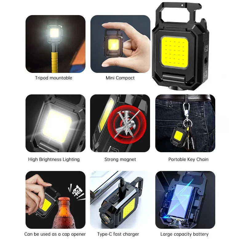 Flashlight Mini Keychain Light COB Work USB Rechargeable - View 6 | SAMAG