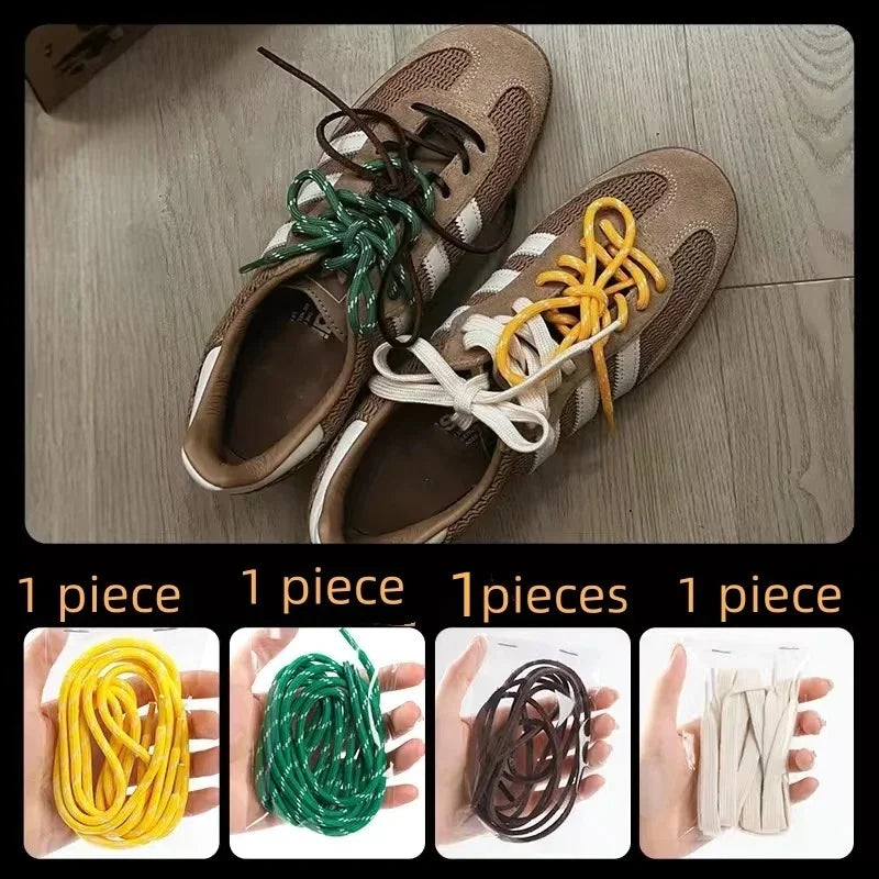 Length 100cm DIY Freedly Round Leather Colorful MIU Shoelaces Canvas Casual  Boots Shoe Laces Rope Shoestrings