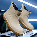Men's Short-Tube Non-Slip Rain Boots Fashionable Low-Top Water Shoes, Pvc One-Time Molded Rain Boots, Pastoral Labor Waterproof