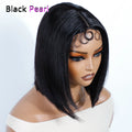 180% Density Cheap Nature Remy Black Dark Hair Wigs Sleek Peruvian Straight Lace Bob Wigs Short Lace Part Human Hair Wigs