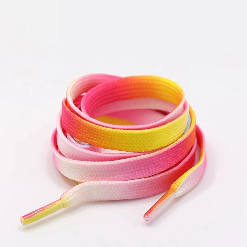 1Pair Colorful Shoelaces Rainbow Gradient Print Flat Shoe laces Chromatic Colour Sneakers Shoelace 80/100/120/150CM