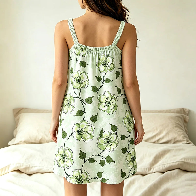 New Floral Print Indoor Casual Sleeveless Pajamas Women | SAMAG