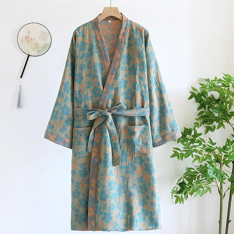 Pure Cotton Robe Women's Pajamas 3/4 Sleeve Spring Autumn | SAMAG