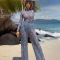 Printed Long Sleeve O Neck One Piece Swimsuit Women Quick | SAMAG