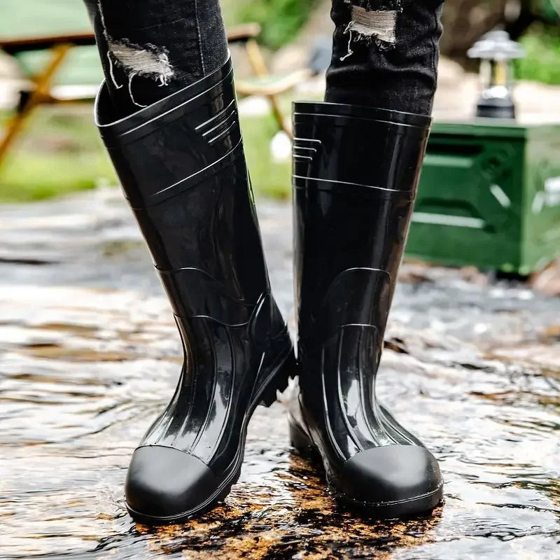 Spring Autumn High Male Shoes Work Camo Waterproof Resistant Without Lacing Cheap Fishing Wellies New On Offer Men's Rain Boots