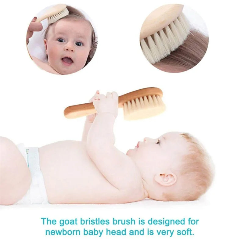 1/2/ Newborn Wool Baby Wooden Brush Comb Hair Infant Head - View 3 | SAMAG