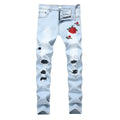 Men's Light Blue Stretch Jeans for Fall, Denim Pants | SAMAG