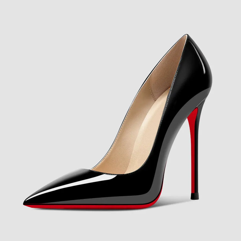 New Black High Heels for Women with Slim Heels, Pointed and sexy Professional White Plus Size Single Shoes