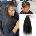 Kinky Straight Feather Crochet Human Hair Extensions Pre Separated Knotless Invisible Braiding Hair 100% Virgin Brazilian Human Hair Reusable 60g 50 Strands Natural Black Boho Braids For Women DIY Styling