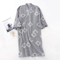 Men's Cotton Crepe Cloth Pajamas Robe Japanese Kimono Cardigan Sleepwear Print Homewear Two-layer Gauze Comfort Bathrobe for Men